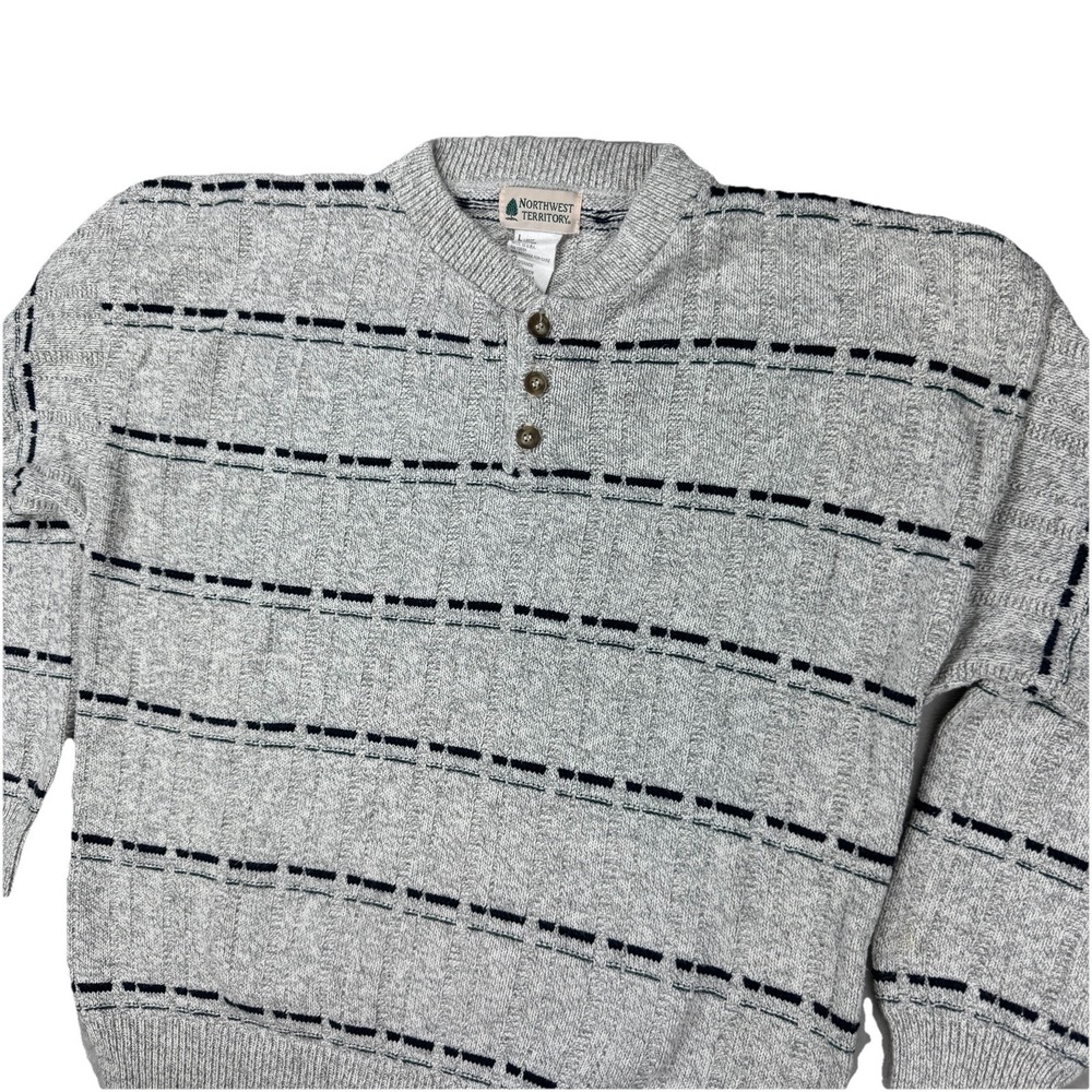 Vtg‎ 90s Northwest Territory Knit Sweater Size L Chunky USA Grandpa Gorpcore